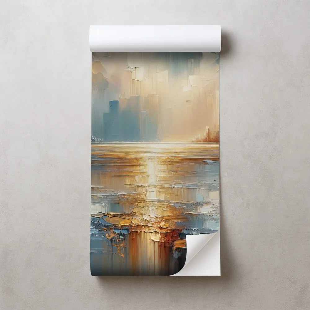 Самозалепващ тапет – Абстрактен градски пейзаж в топли тонове