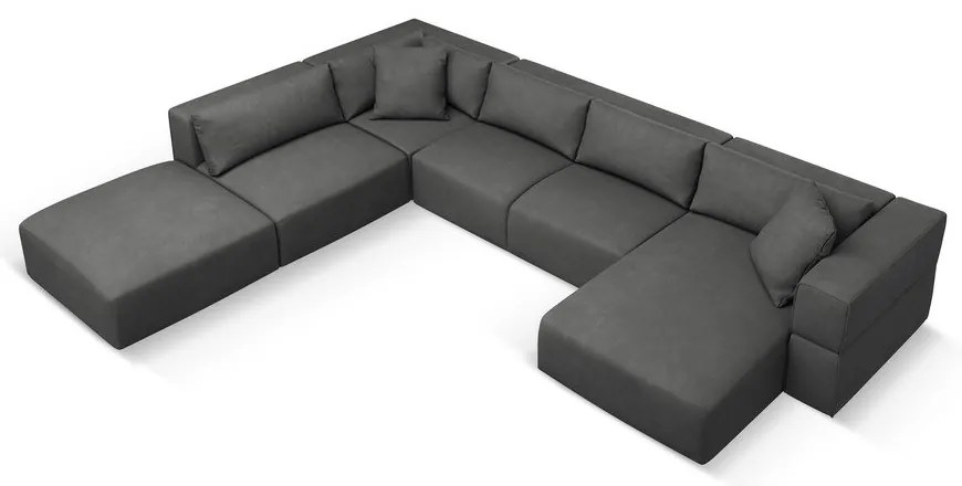 Тъмносив ъглов U-образен диван, ляв ъгъл Esther – Milo Casa