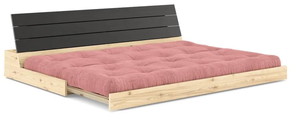 Розов разтегателен диван от велур 196 cm Base – Karup Design