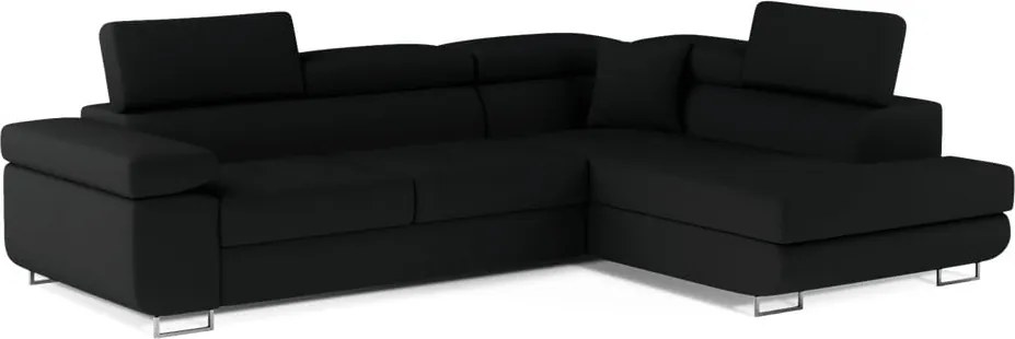 Черен разтегателен ъглов диван с място за съхранение (десен ъгъл L форма) Anton – ELTAP