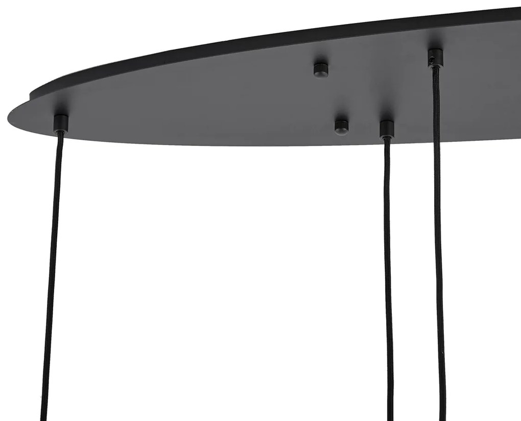 Модерен висящ лампион черен с бяло стъкло правоъгълен 6-лампи - Misty