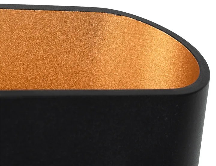 Модерна стенна лампа черна със златист интериор овална - Alone