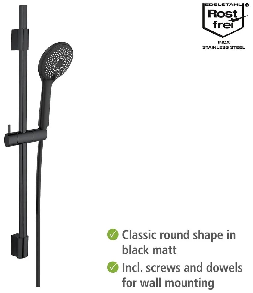 Черен душ комплект от неръждаема стомана 70cm Water Saving - Wenko