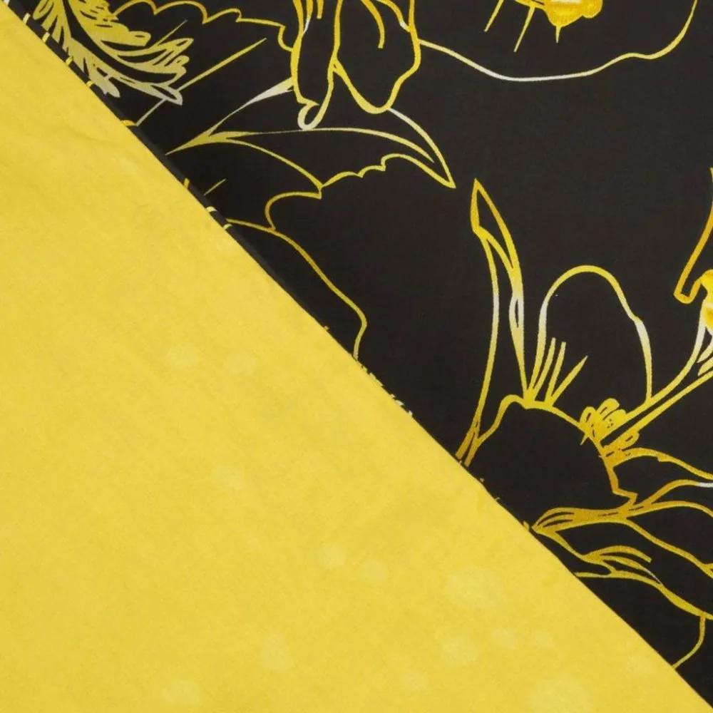 Памучни чаршафи с жълти флорални мотиви 3 части: 1бр 200x220 + 2бр 70 cmx80