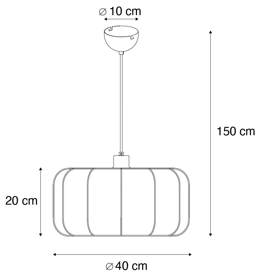 Japandi висяща лампа черна с бяла 40 см - Madleine