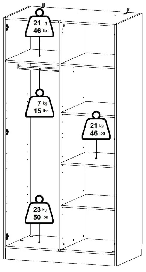 Бял гардероб 99x200x62 cm Billund – Tvilum