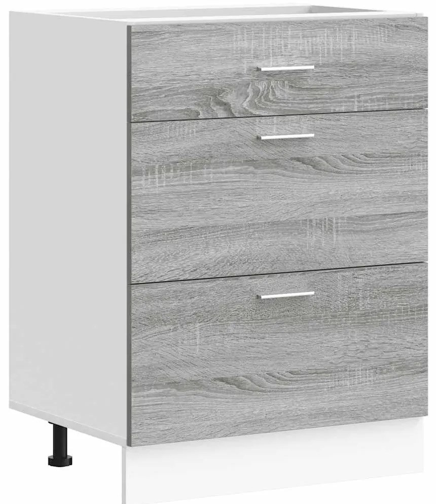 854255 vidaXL Кухненски шкаф "Lyon", сив, инженерно дърво сонома