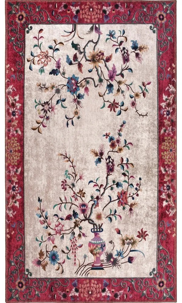 Червен и кремав килим, който може да се мие, 150x80 cm - Vitaus