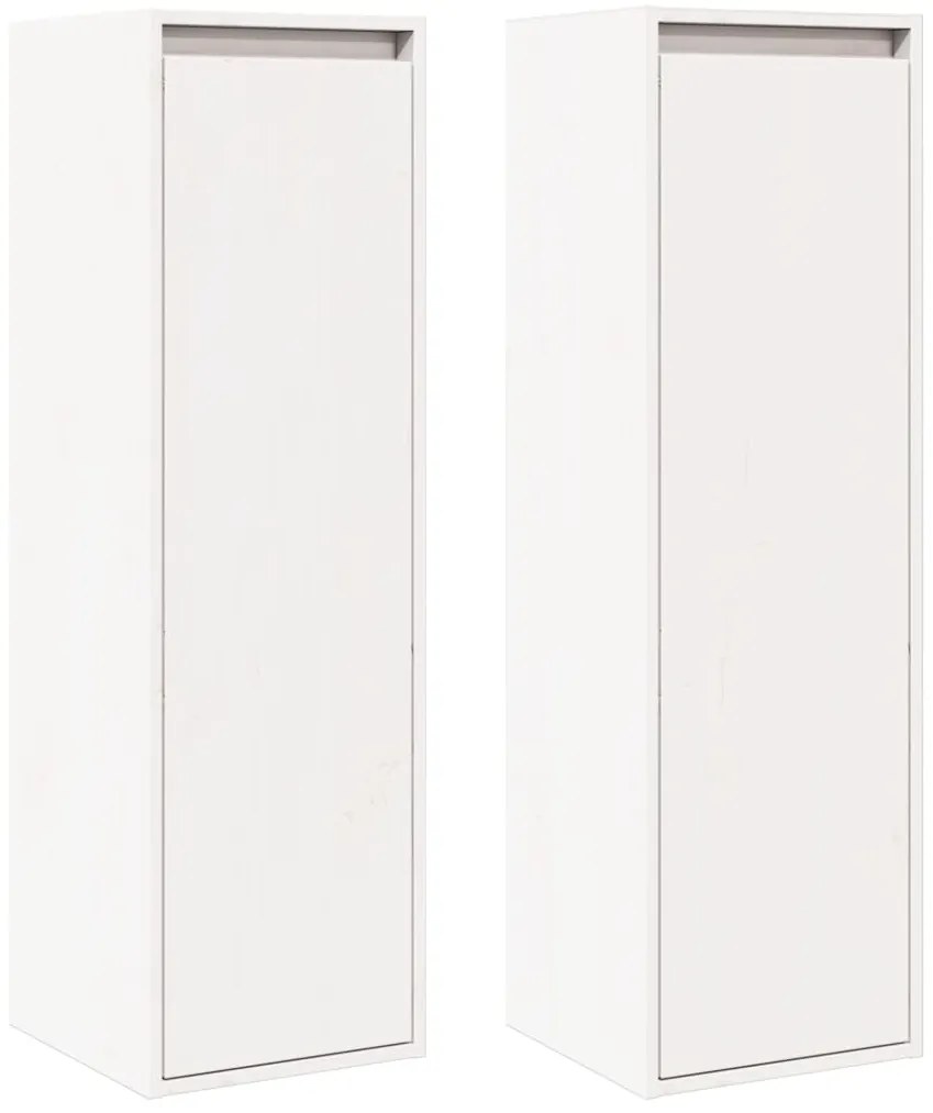 813508 vidaXL Стенни шкафове, 2 бр, бели, 30x30x100 см, бор масив
