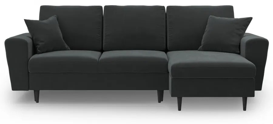 Тъмносив кадифен разтегателен ъглов диван с място за съхранение Kyoto – Cosmopolitan Design