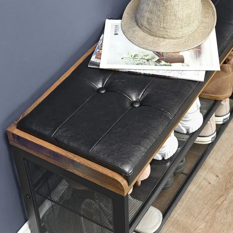 Шкаф за обувки с дървена седалка LOFT