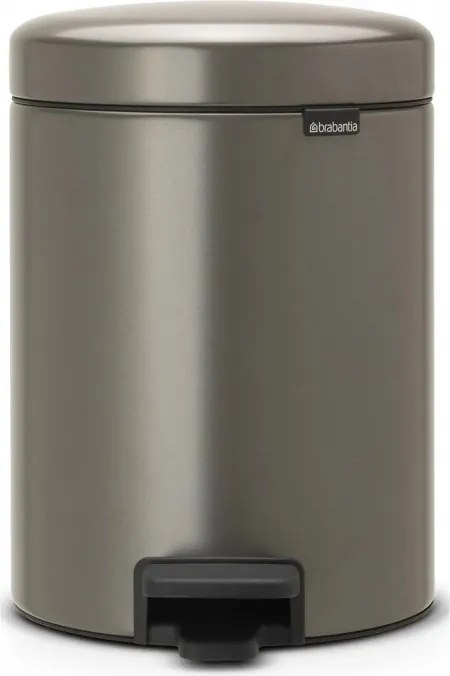 Кош за боклук с педал Brabantia NewIcon 649012, 5 л, Плавно затваряне, Противоплъзгаща основа, Сив