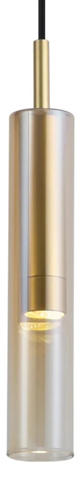 Модерен прожектор златен с кехлибарено стъкло за релсова система 1-фазна - Slimline Loyce