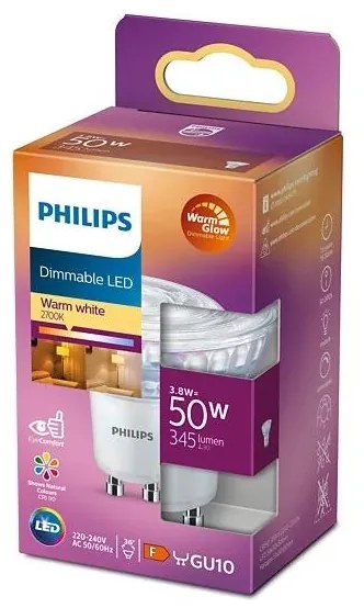 LED Димируема крушка Philips Warm Glow PAR16 GU10/3,8W/230V 2200-2700K CRI 90