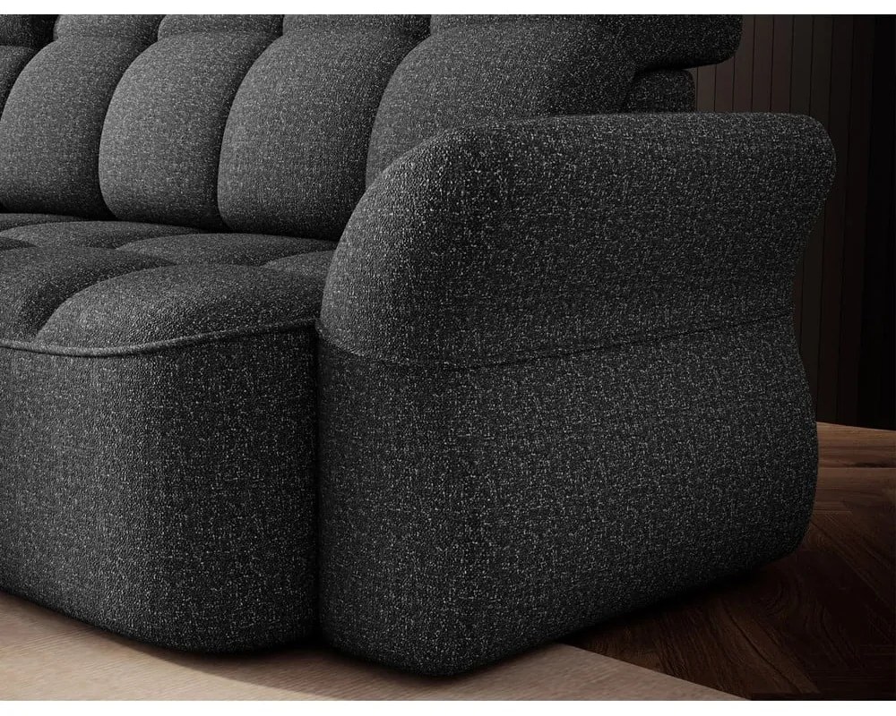 Тъмносив кадифен сгъваем/с място за съхранение ъглов диван (ляв ъгъл) Beneth – ELTAP