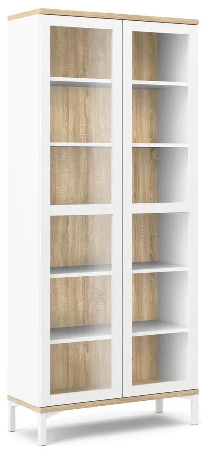 Витрина от дъбов декор в бял и естествен цвят 89x203x36 cm Roomers – Tvilum