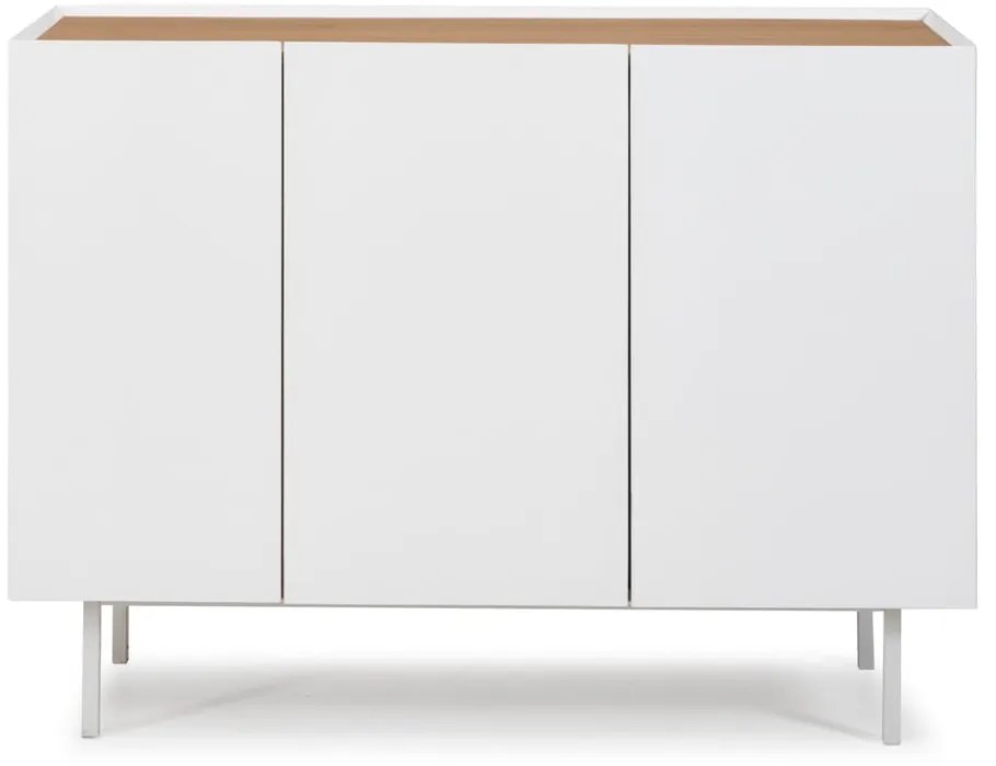 Бял нисък скрин от декор от дъб 110x85 cm Arista – Teulat