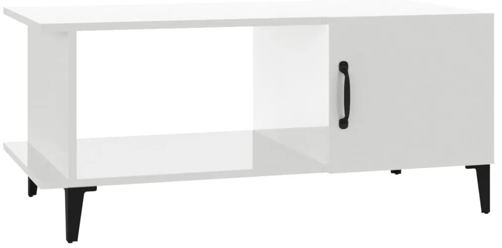 812759 vidaXL Кафе маса, бял гланц, 90x50x40 см, инженерно дърво