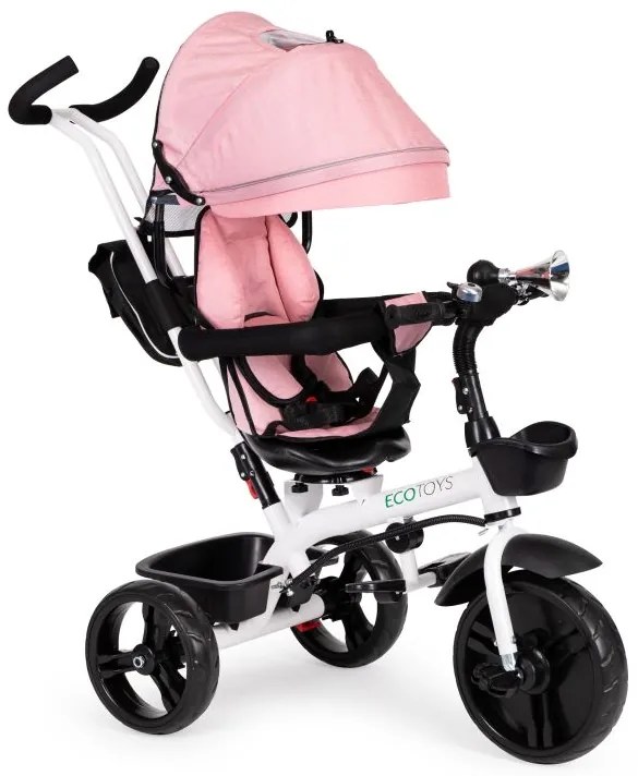Розова въртяща се триколка с покрив ECOTOYS