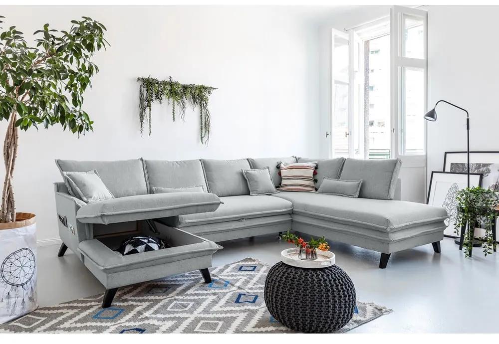 Светлосив U-образен разтегателен диван, десен ъгъл Charming Charlie - Miuform