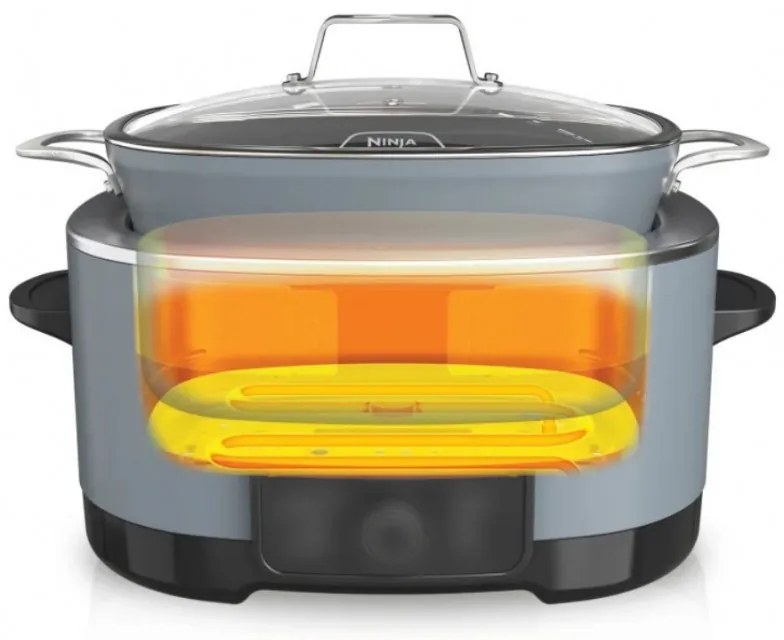 Мултикукър Ninja Foodi PossibleCooker 8in1 MC1001EU, 1200W, 8 л, 8 програми, Керамично покритие, Таймер, Triple Fusion Heat, Син/черен