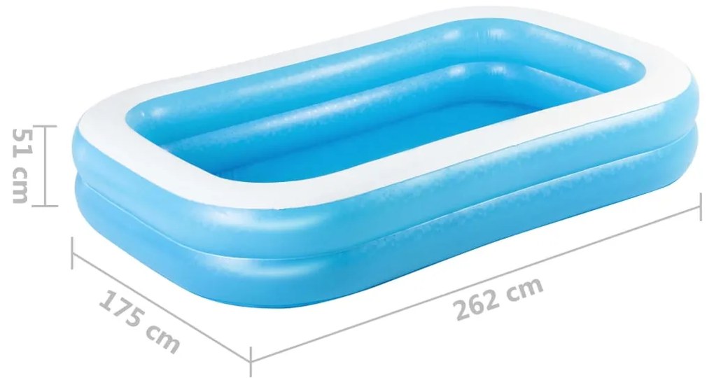 Bestway Семеен надуваем басейн, правоъгълен, 262x175x51 см, синьо-бял