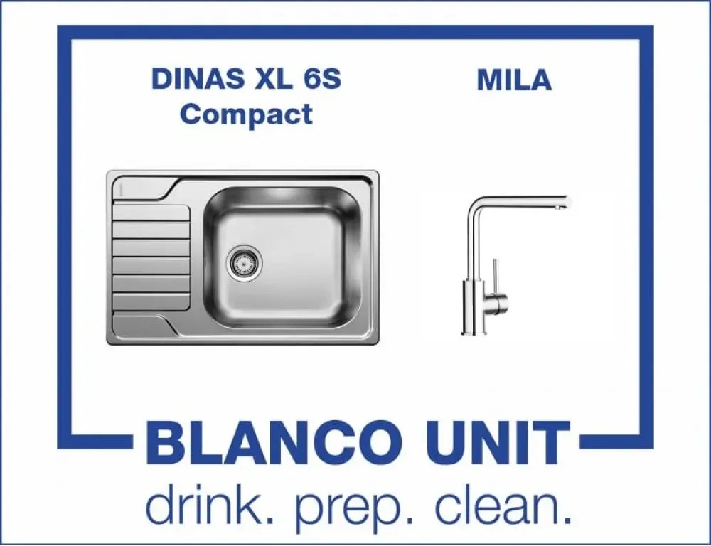 BLANCO DINAS XL 6S Compact и смесител BLANCO MILA хром  Промо пакет мивка със смесител