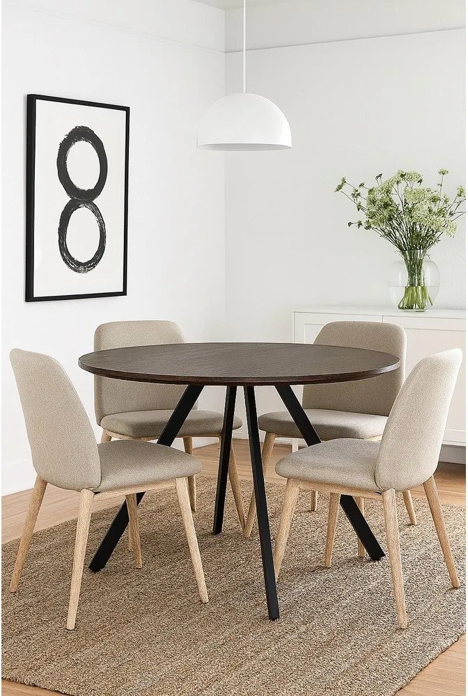 Кръгла трапезна маса от декор от орех ø 120 cm Rivo – Bonami Essentials