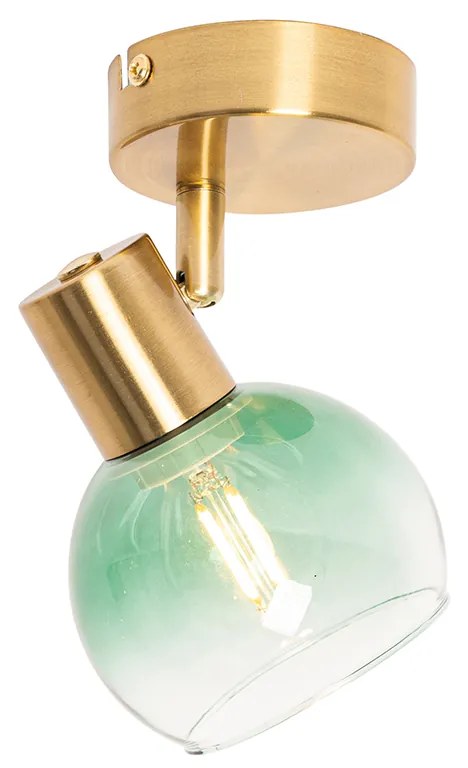 Прожектор в стил Арт Деко златен със зелено стъкло - Vidro