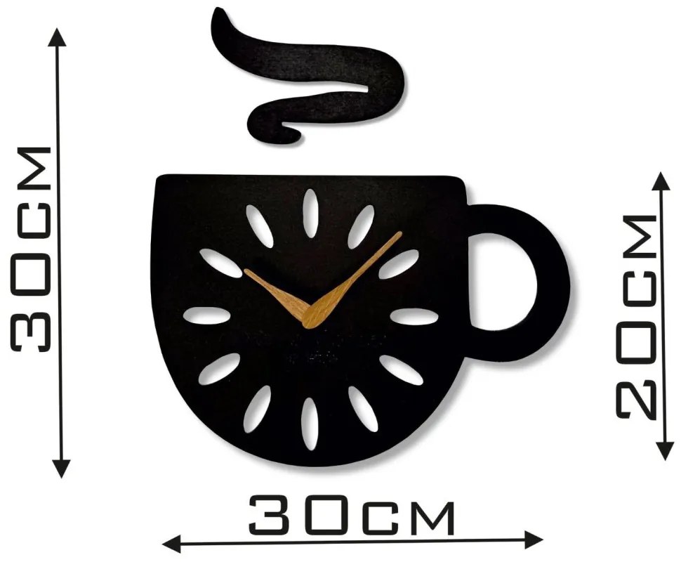 Стенен часовник във формата на чаша - модерен дизайн за кухнята 30 x 30 cm