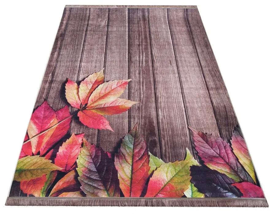 Ярък цветен килим с шарка на листа Ширина: 120 см | Дължина: 180 см