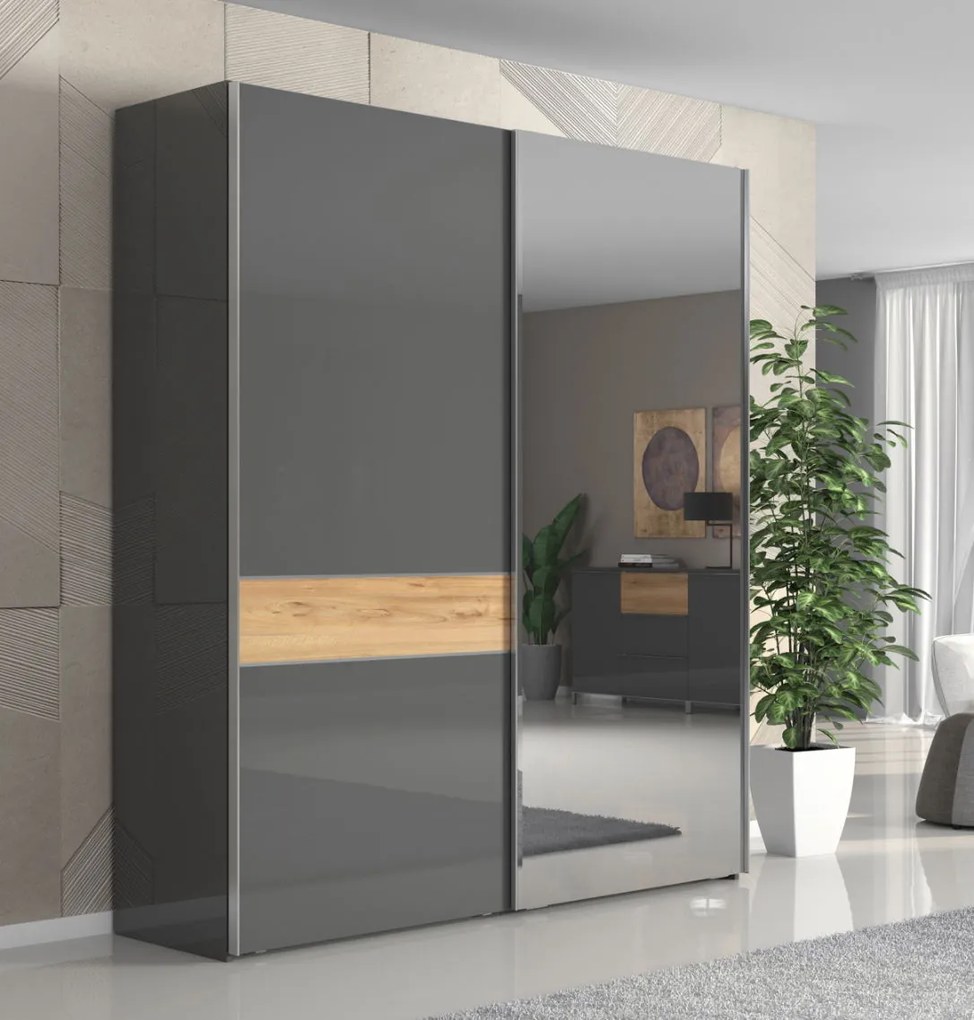 Гардероб с плъзгащи врати Agate 180 с огледало