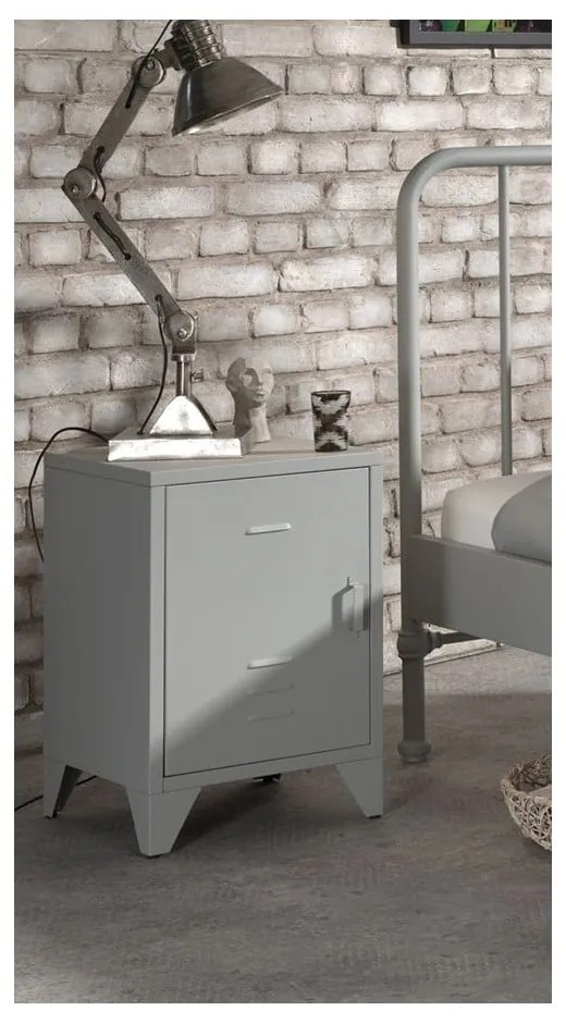 Сиво метално нощно шкафче Bronxx - Vipack