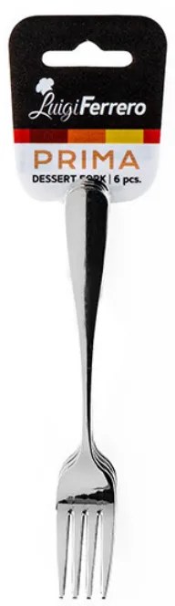 Комплект 6 бр десертни вилички Luigi Ferrero Prima FR-6183, Неръждаема стомана, Сребрист