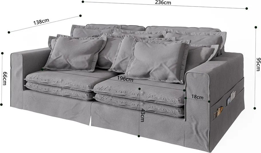 Светлосив диван 236 cm Nora – Ropez