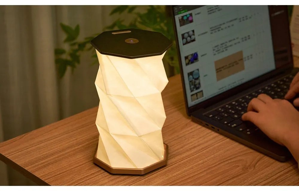 Черна светлинна декорация с USB ø 12 cm Twist Hexagon – Gingko