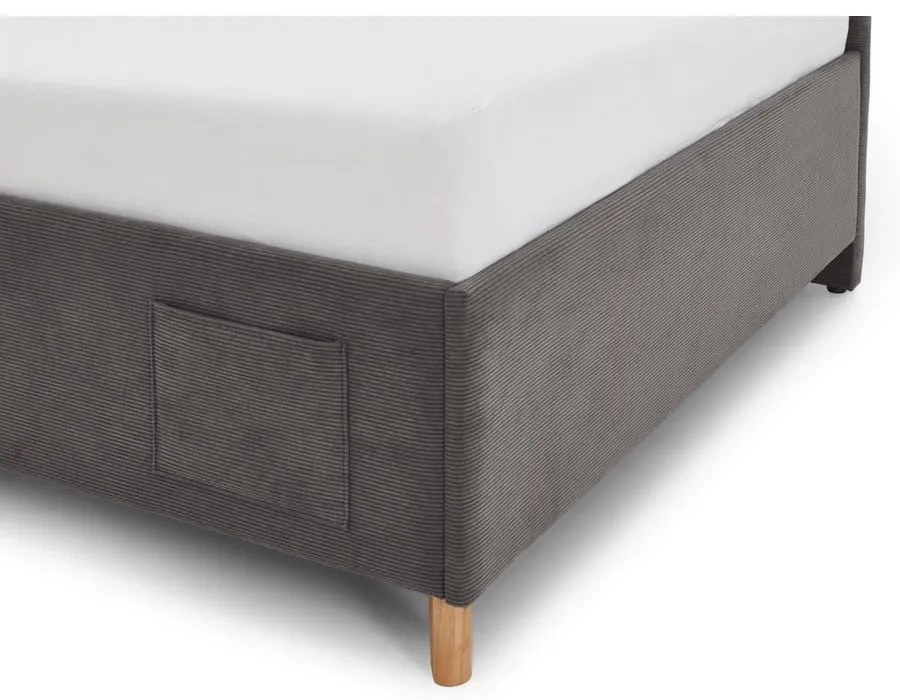 Антрацитно тапицирано ъглово детско легло 120x200 cm с място за съхранение с включена подматрачна рамка Cool – Meise Möbel