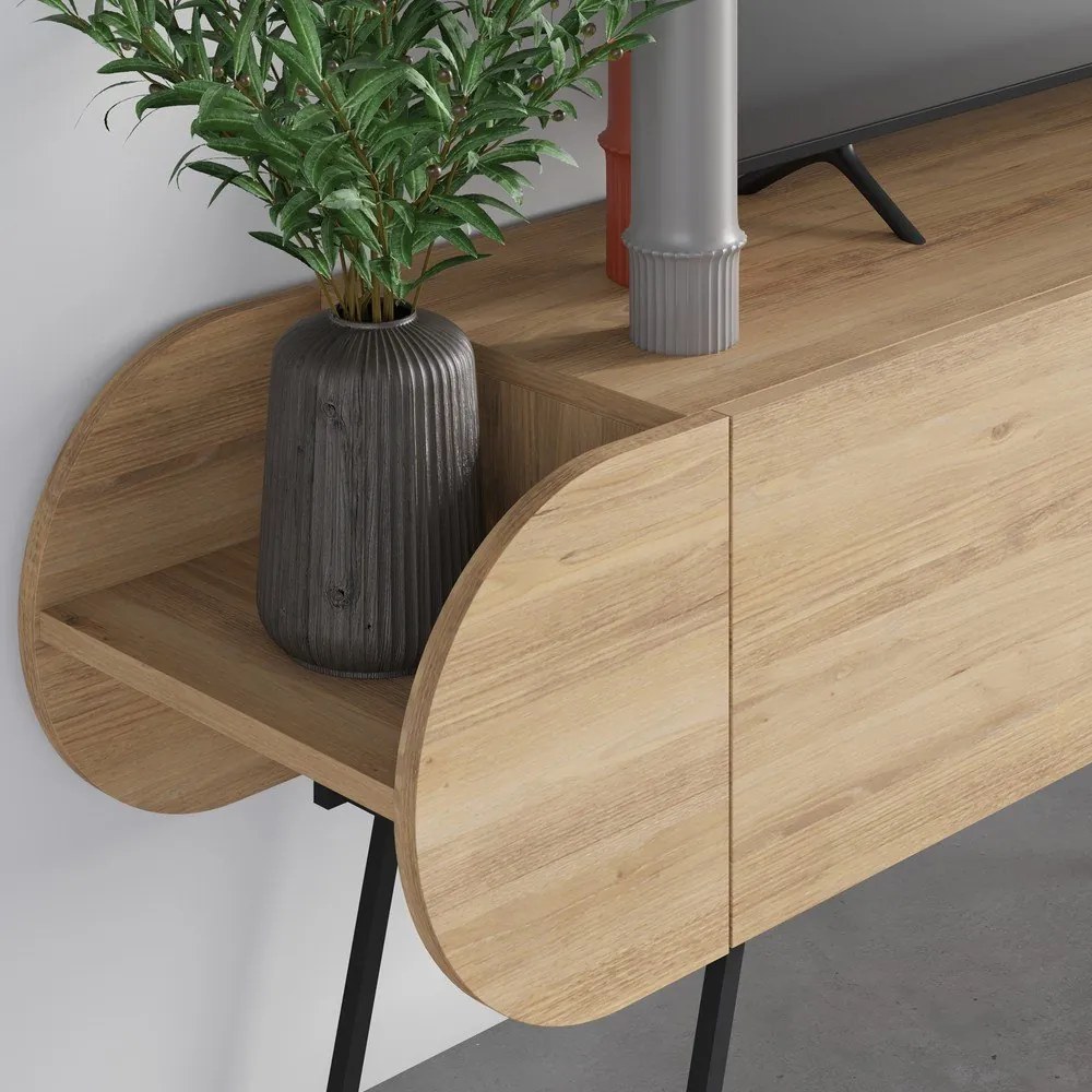 Масичка за телевизор с дъбов декор в естествен цвят 195x57 cm Saluso - Marckeric