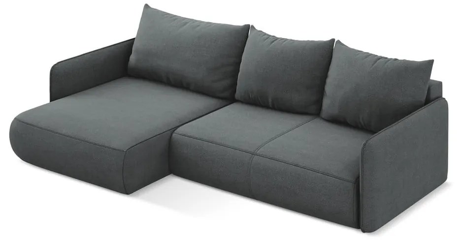 Сив разтегателен ъглов диван с място за съхранение (ляв ъгъл) Nanea – Makamii