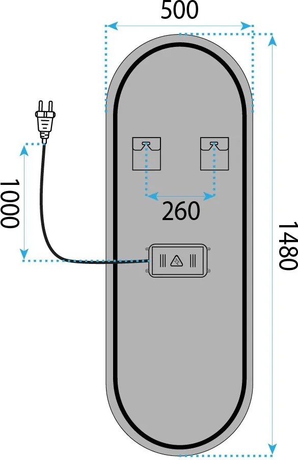 Огледало LED 150x50cm MOL-OV