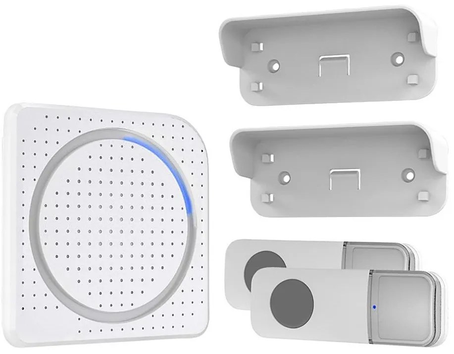 Solight 1L67DT - Безжичен звънец за контакт 230V + 2x плоска IP56 бял