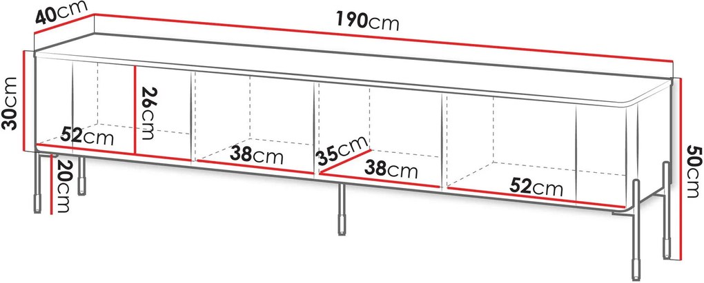 Мебел за телевизор Вера 190-черен
