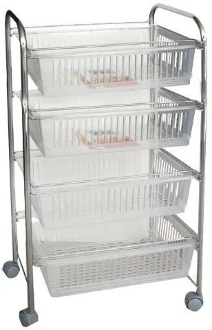 Ege - Стелаж 4 етажа с колела пластмаса/инокс 40373