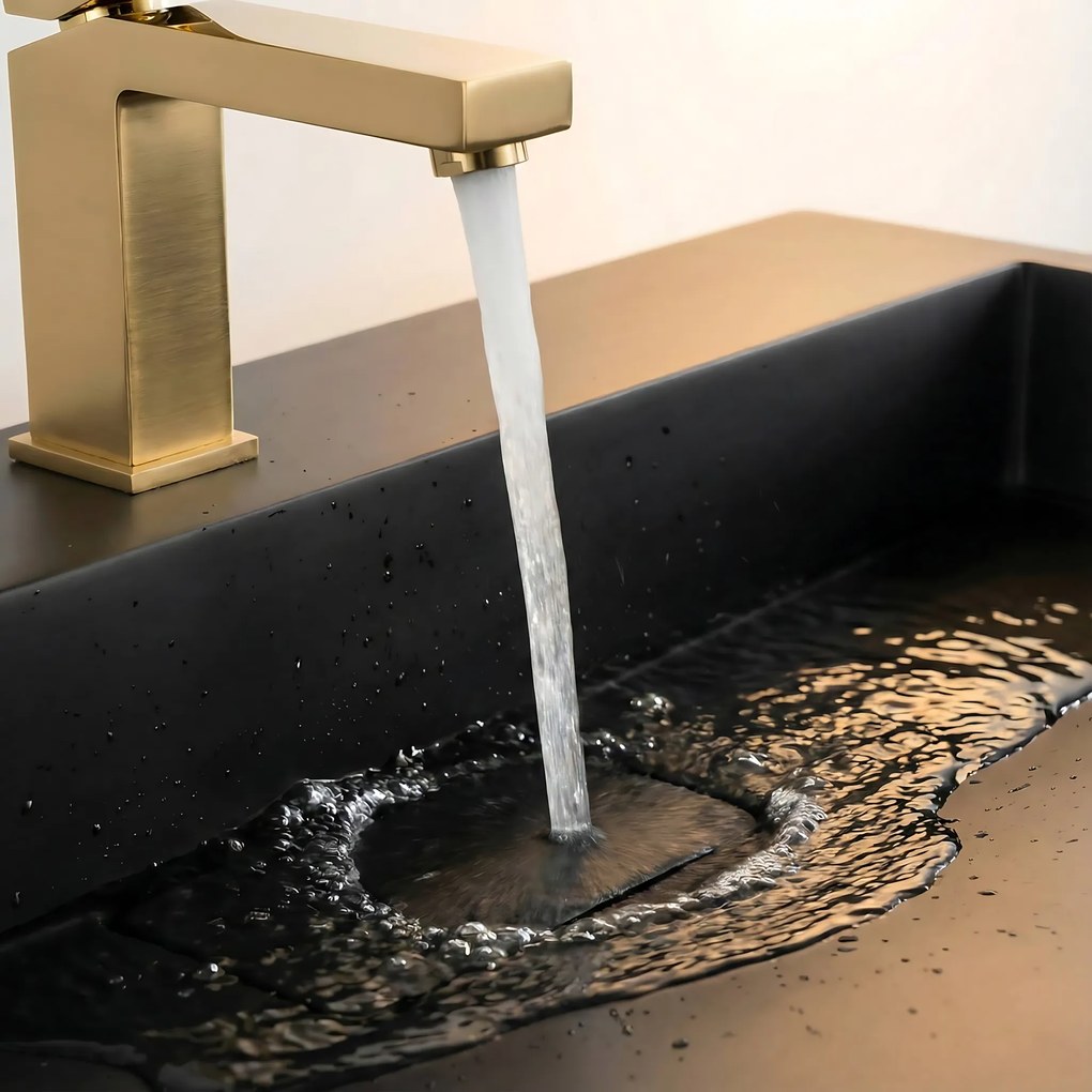 Умивалник мраморен композит Rea BLACK MAT 60CM