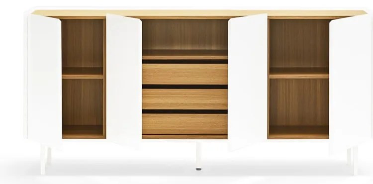 Бял/естествен нисък скрин от декор от дъб 165x78 cm Arista – Teulat