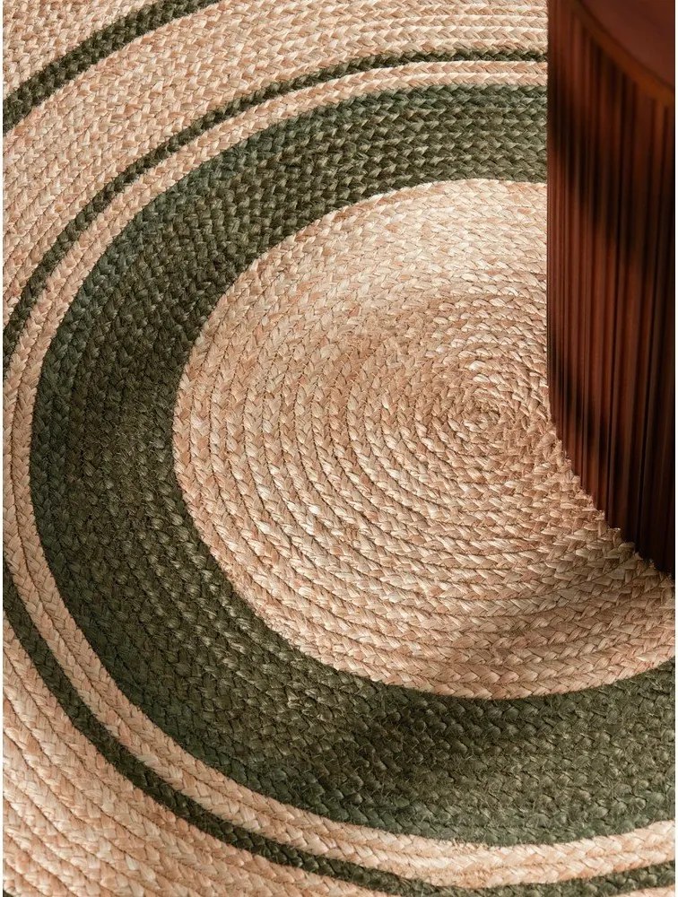Двустранен/ръчно изработен ютен кръгъл килим в естествен цвят ø 150 cm Basil – Hanse Home