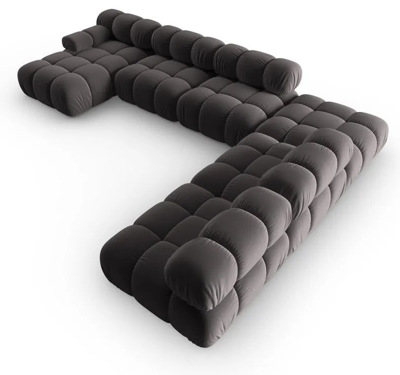 Тъмносив кадифен диван 379 cm Bellis - Micadoni Home