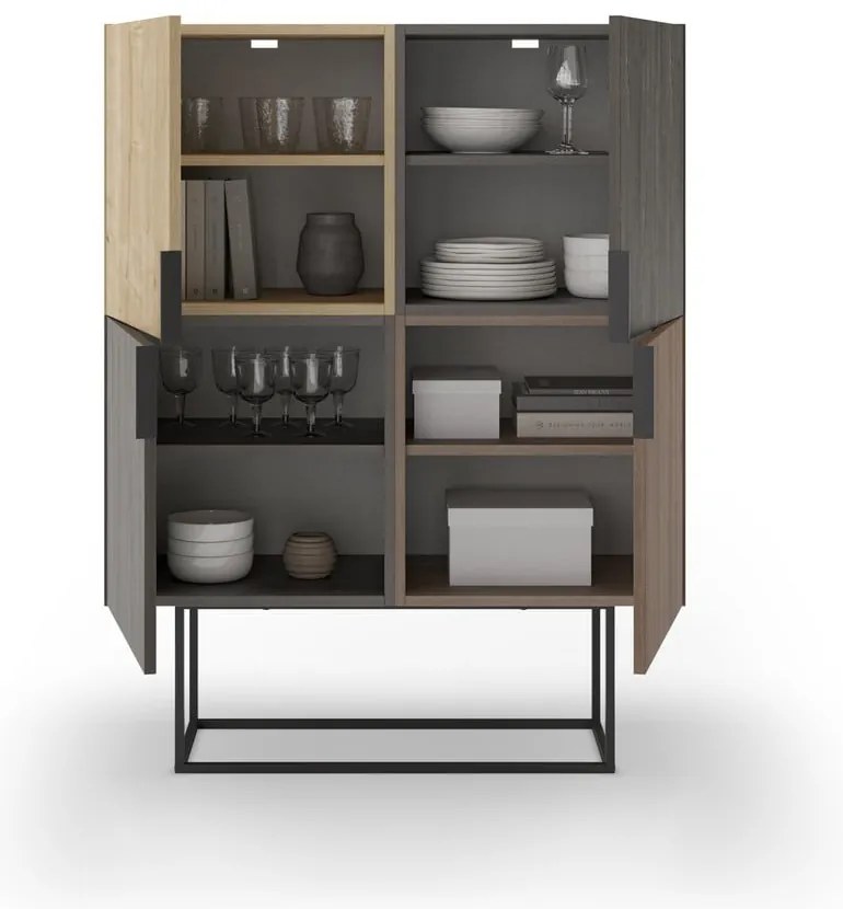 Шкаф в дъбов декор в кафяво-натурален цвят 100x130 cm Titan - Marckeric