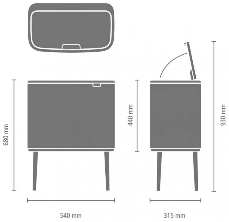 Кош за боклук Brabantia Bo Touch 1003216, 3x11 л, Плавно и безшумно отваряне, Голям отвор, Златен металик