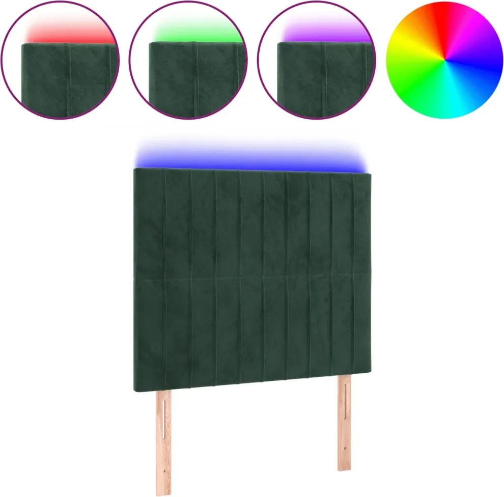 3122701 vidaXL LED горна табла за легло, тъмносиня, 90x5x118/128 см, кадифе